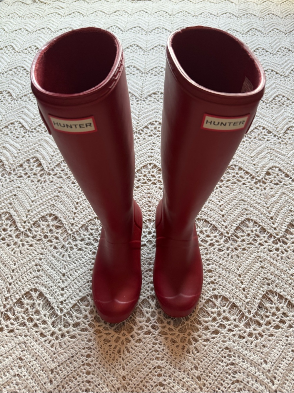 Hunter Original Tall Waterproof Rain boots Military Red Buckles Size 5 Tall Boot